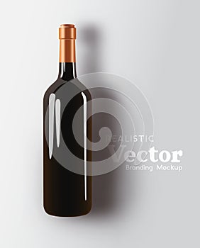 Realistic Bottle Of Red Wine Beverage Vector Mock Up