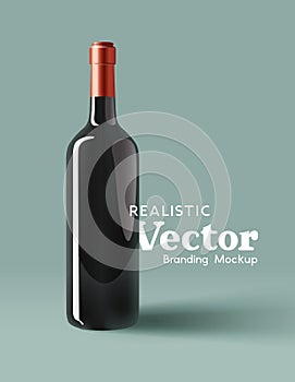 Realistic Bottle Of Red Wine Vector Mock Up