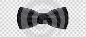 Realistic Bow Tie - Black Vector Illustration - Isolated On Transparent Background