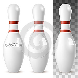 Realistic bowling white pins photo