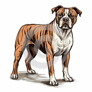 Realistic Boxer Dog Portrait In High-contrast Gravure Print