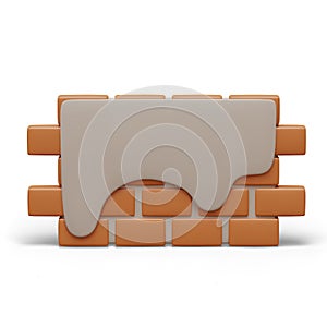 Realistic brick wall with smeared plaster. Color illustration, construction concept