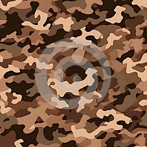 Realistic brown camouflage seamless pattern. Hunting camo for cloth, weapons or vechicles