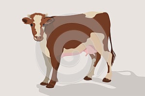 Realistic brown cow. dairy cattle