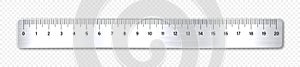 Realistic brushed metal ruler with measurement scale and divisions, measure marks. School ruler, centimeter scale for