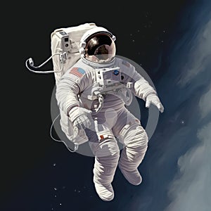 Realistic Brushwork Of An Astronaut Floating In Space