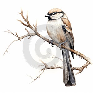 Realistic Brushwork: Detailed Bird Illustration On White Background