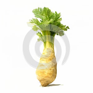 Realistic Brushwork Illustration Of A Root Vegetable On White Background