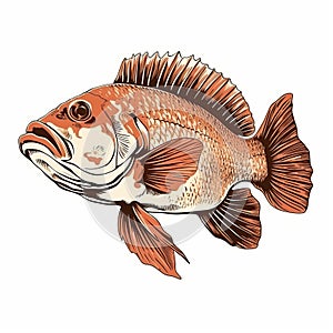 Realistic Brushwork: A Stunning Fish Painting On White Background