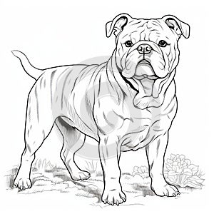 Realistic Bulldog Coloring Page With Distinct Markings