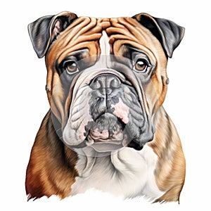 Realistic Bulldog Portrait Illustration In Watercolor Style