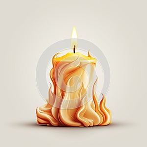 Realistic Burning Candle On Light Background