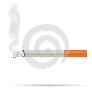 Realistic burning cigarette.