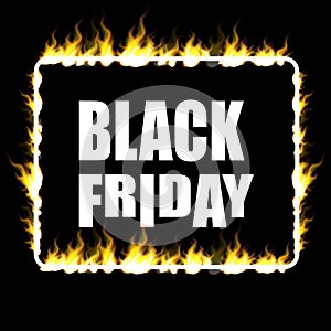 Realistic Burning Label with Black Friday Offer