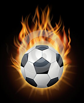 Realistic burning soccer ball black vector