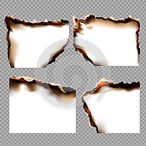 Realistic Burnt Papers Icon Set