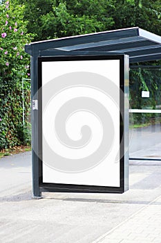 Realistic Bus Stop Sign Mock-Up with Blank Space for Your Design - Advertising Concept
