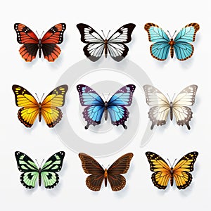 Realistic Butterfly Illustrations With Vibrant Colors And Naturalistic Shadows