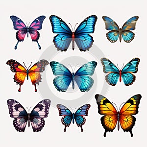 Realistic Butterfly Vector Set: Vibrant Colors And Detailed Illustrations