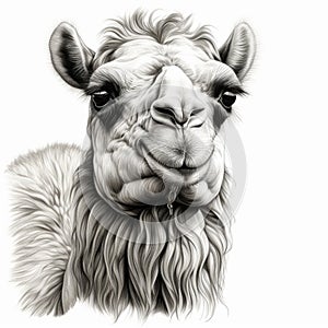 Realistic Camel Head Drawing On White Background - Fine Art Realism