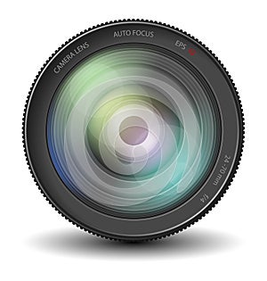 Realistic camera lens. Vector illustration. EPS 10