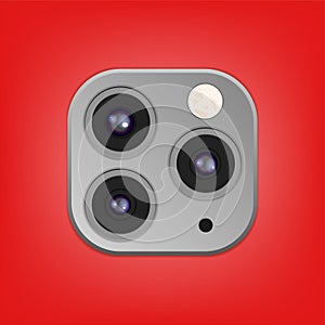 Realistic camera lenses 3D icon isolated