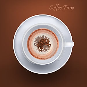 realistic cappuccino hot americano drink coffee break concept