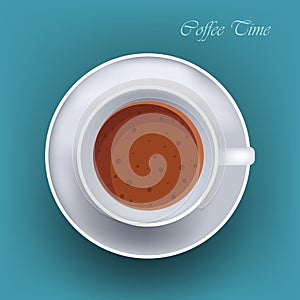 realistic cappuccino hot americano drink coffee break concept