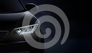 Realistic Car Headlights Ad Composition