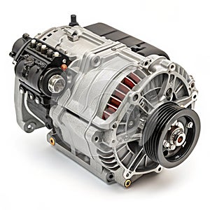 Realistic car motor isolated on white background photo