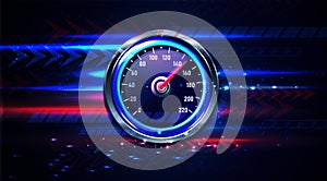 realistic car speedometer background with space for text.
