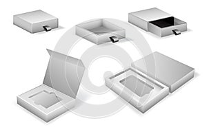 Realistic cardboard sliding box