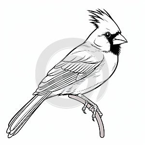 Realistic Cardinal Coloring Page For Children\'s Coloring Book