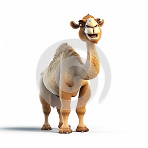 Realistic Cartoon Camel On White Background - 32k Uhd