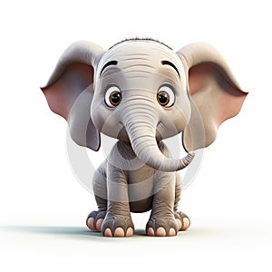 Realistic Cartoon Elephant With Big Ears - 8k Resolution Artwork