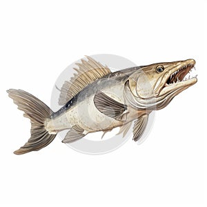 Realistic Cartoon Illustration Of A Graceful Catfish With Long Teeth