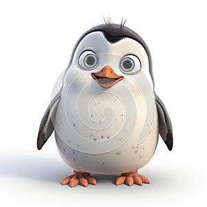Realistic Cartoon Penguin From Madagascar - 3d White Background photo