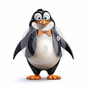 Realistic Cartoon Penguin In Suit: Hyper-detailed Rendering And High-key Lighting photo