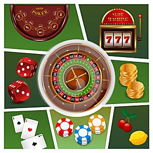 Realistic Casino Elements Composition