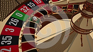 Realistic Casino Roulette Wheel with Zero Winning Number
