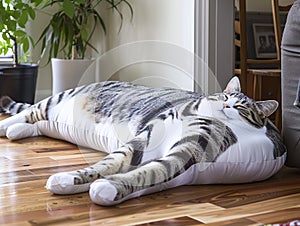 Realistic cat pillow designed with a lifelike print photo