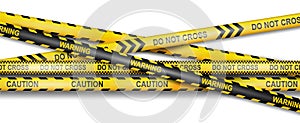 Realistic caution tape, police yellow ribbons