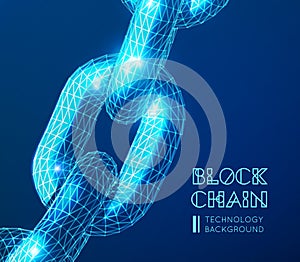 Realistic chain made from line and dot connection. Triangular design. Block chain concept. Vector illustration for the