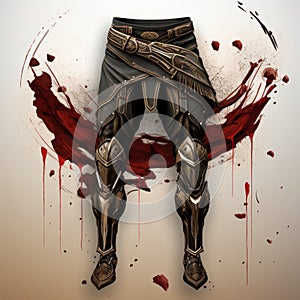 Spartan Leggings Design: Dark Bronze Armor With Occultist Draftsman Style photo