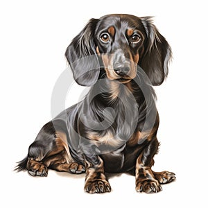 Realistic Charcoal Drawing Of Black And Brown Dachshund