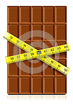 Realistic chocolate with measure tape