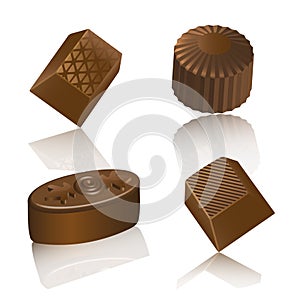 Realistic chololate candy isolated