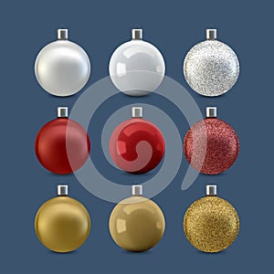 realistic christmas balls set vector design