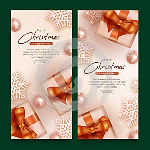 realistic christmas banners vector design illustration
