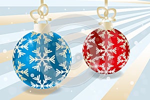 Realistic Christmas baubles on retro background - Merry Christmas